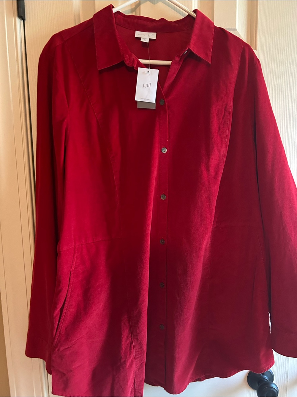 NWT J Jill Red Corduroy Tunic Shirt XL Tall